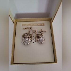 New in Box Dana Buchman Christmas Ornament Gift Box Acorn Rhinestone Brooch Pin